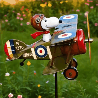 Snoopy Biplane Garden Windmill