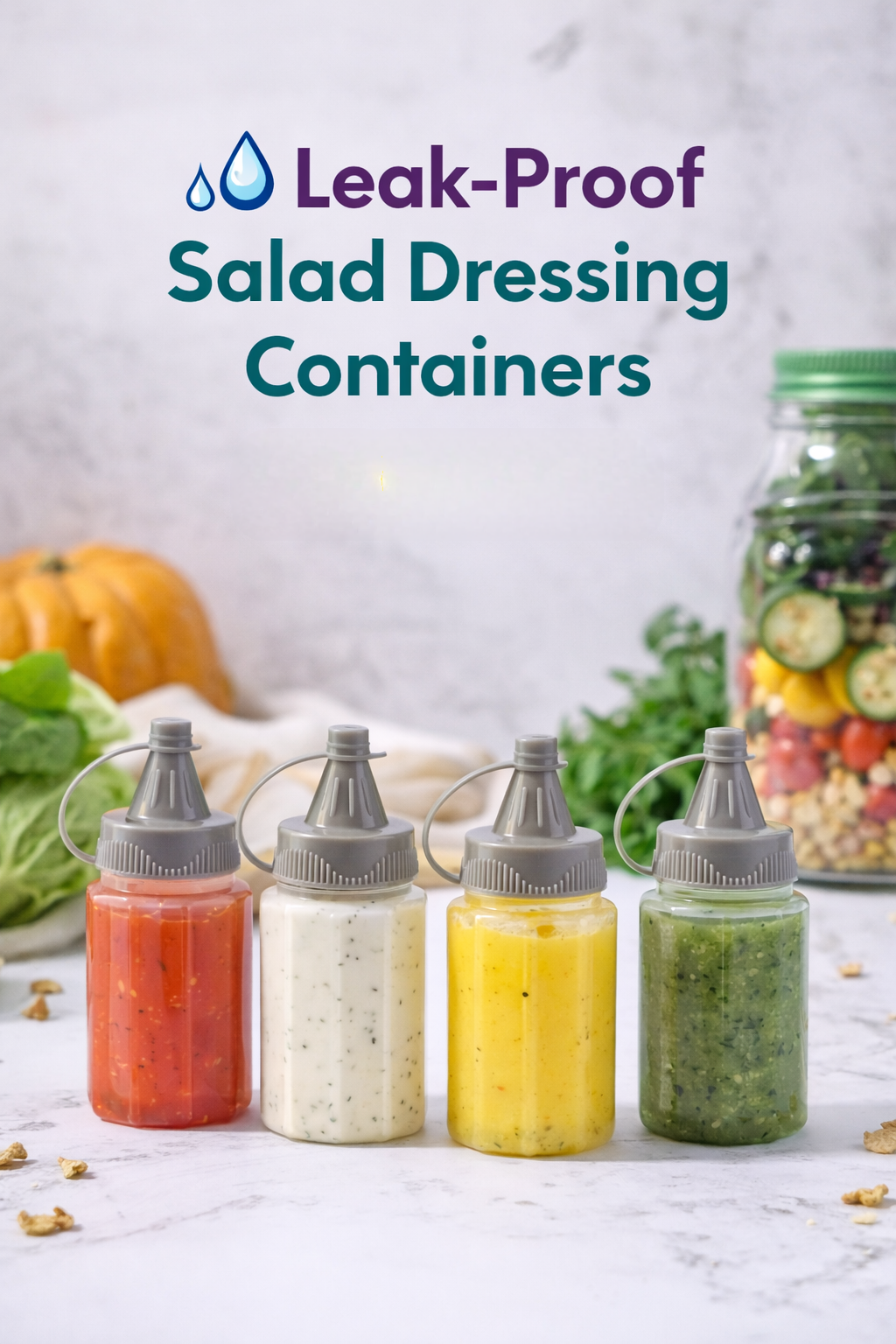 Leak-Proof Salad Dressing Containers (4-Pack)
