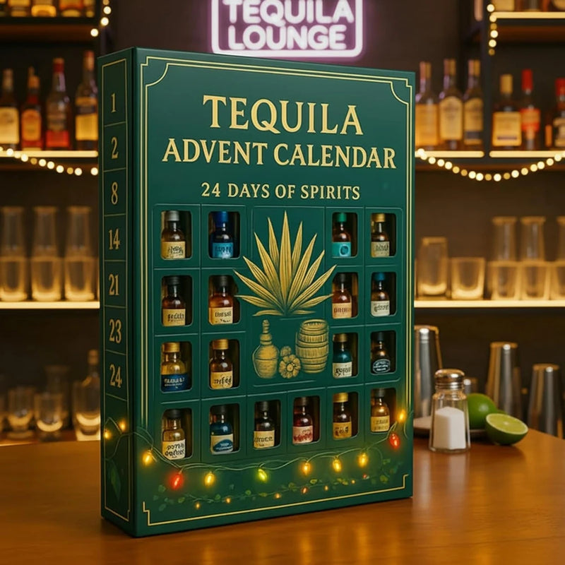 24-Day Mini Tequila Bottle Advent Blind Box for Holiday Celebration, Bar Table Decor, Collector Gift & Family Countdown