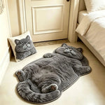 Chubby Tabby Cat Shaped Rug