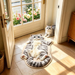 Chubby Tabby Cat Shaped Rug