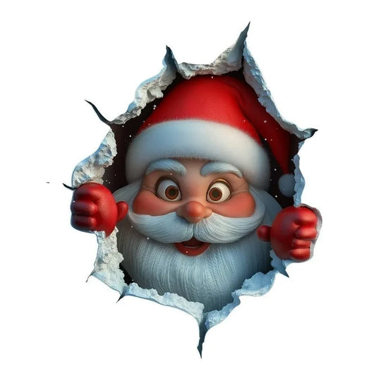 Peeking-Weihnachtsmann-Wandtattoo