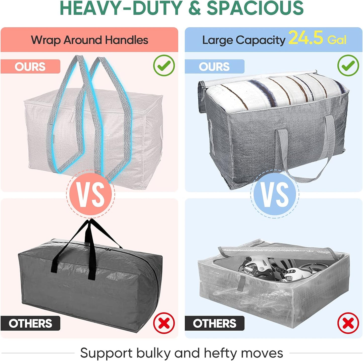 24-Gallon Extra Large Heavy Duty Foldable Moving Bags