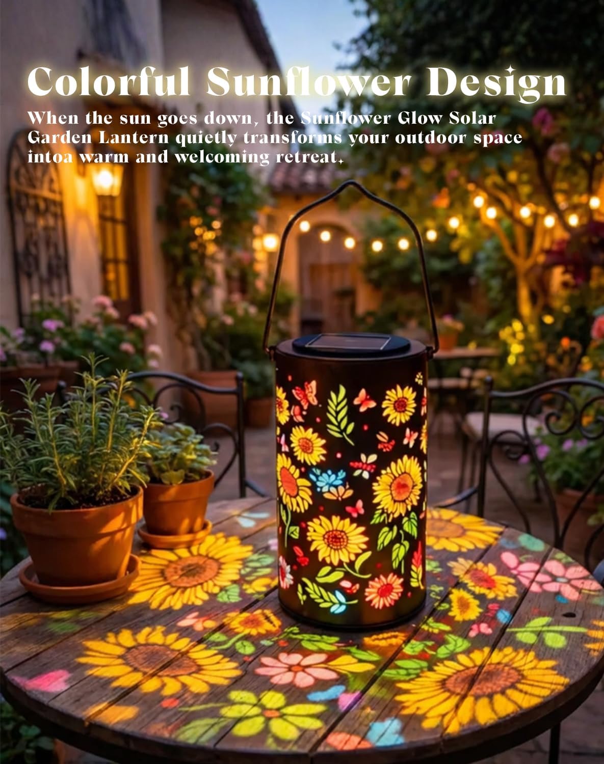Colorful Sunflower Glow Solar Lantern