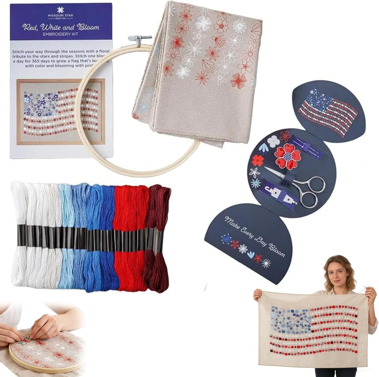 Patriot Floral Everyday Embroidery Craft Kit