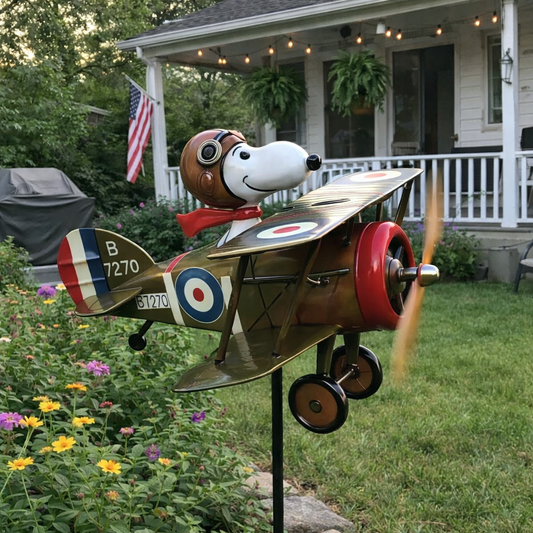 Snoopy Biplane Garden Windmill